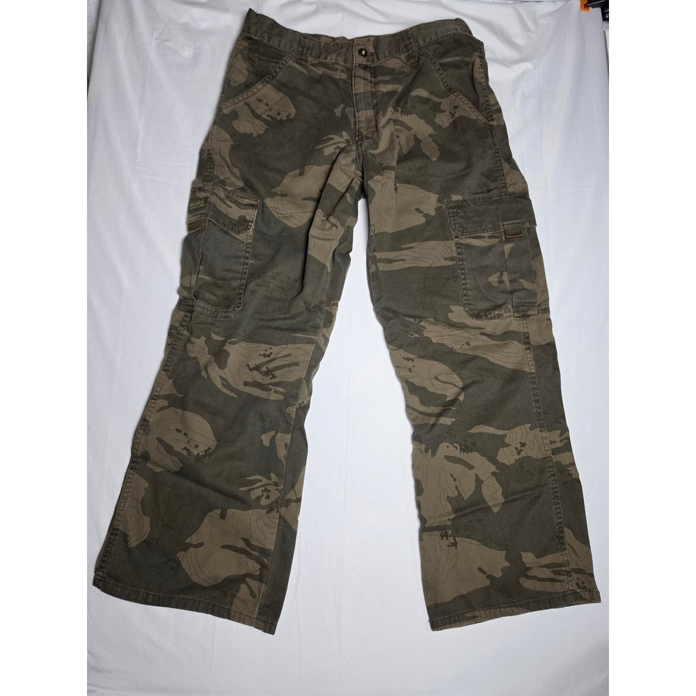 Wrangler Kids Camo Cargo Pants Green Camouflage Size 16 Husky Adjustable Waist